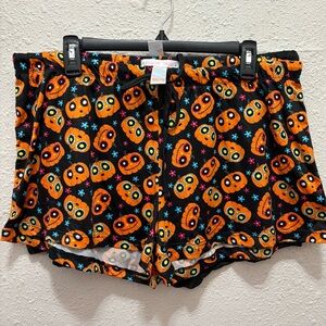Pillow Talk Two Pack Halloween Day of the Dead Pumpkins  & Black PJ Shorts Sz XL